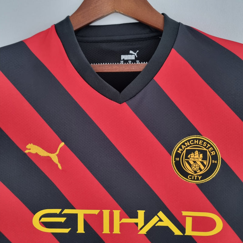 Camisa do Manchester City II 22/23 Torcedor Preta e Vermelha