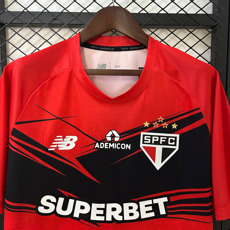 Camisa do São Paulo Treino 25/26 Torcedor Vermelho e Preto