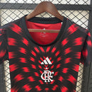 Camisa Feminina do Flamengo Pré-jogo 25/26 Torcedor Preto e Vermelho