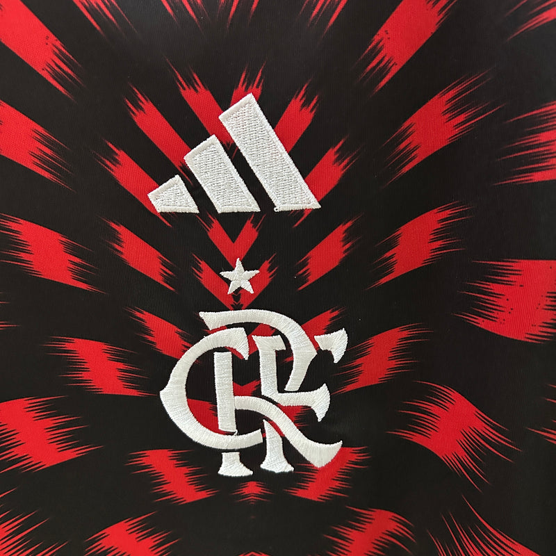 Camisa Feminina do Flamengo Pré-jogo 25/26 Torcedor Preto e Vermelho