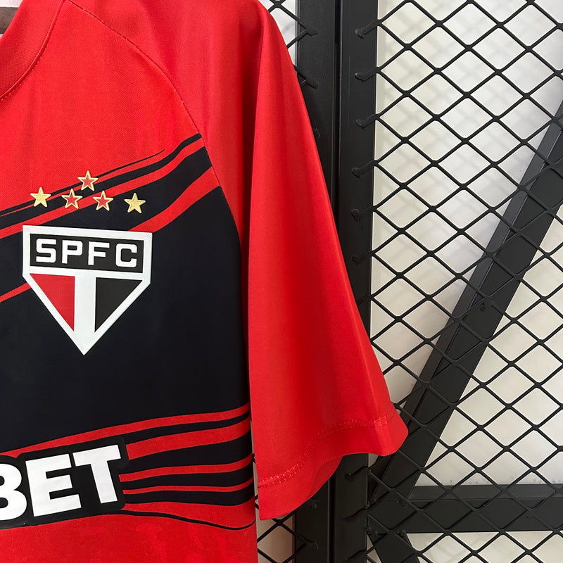 Camisa do São Paulo Treino 25/26 Torcedor Vermelho e Preto