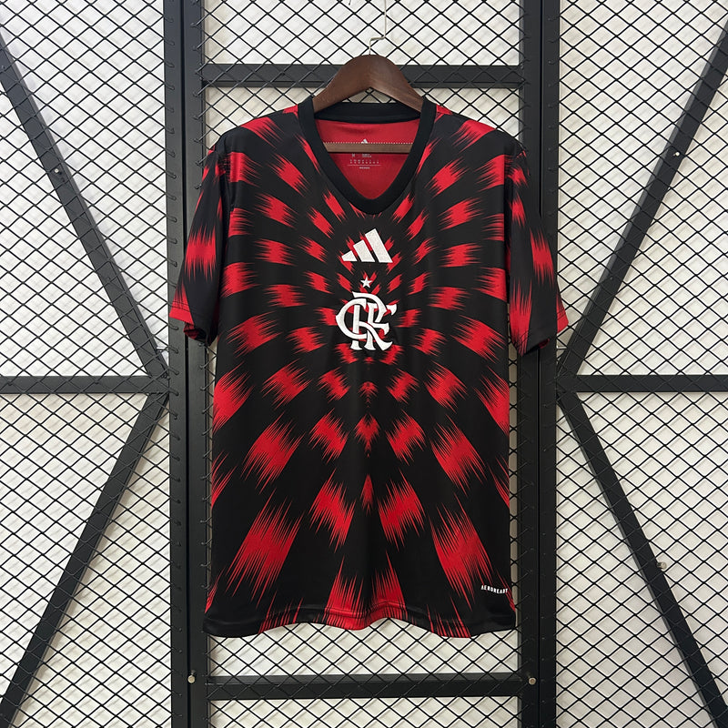Camisa do Flamengo Pré-jogo 25/26 Torcedor Preto e Vermelho